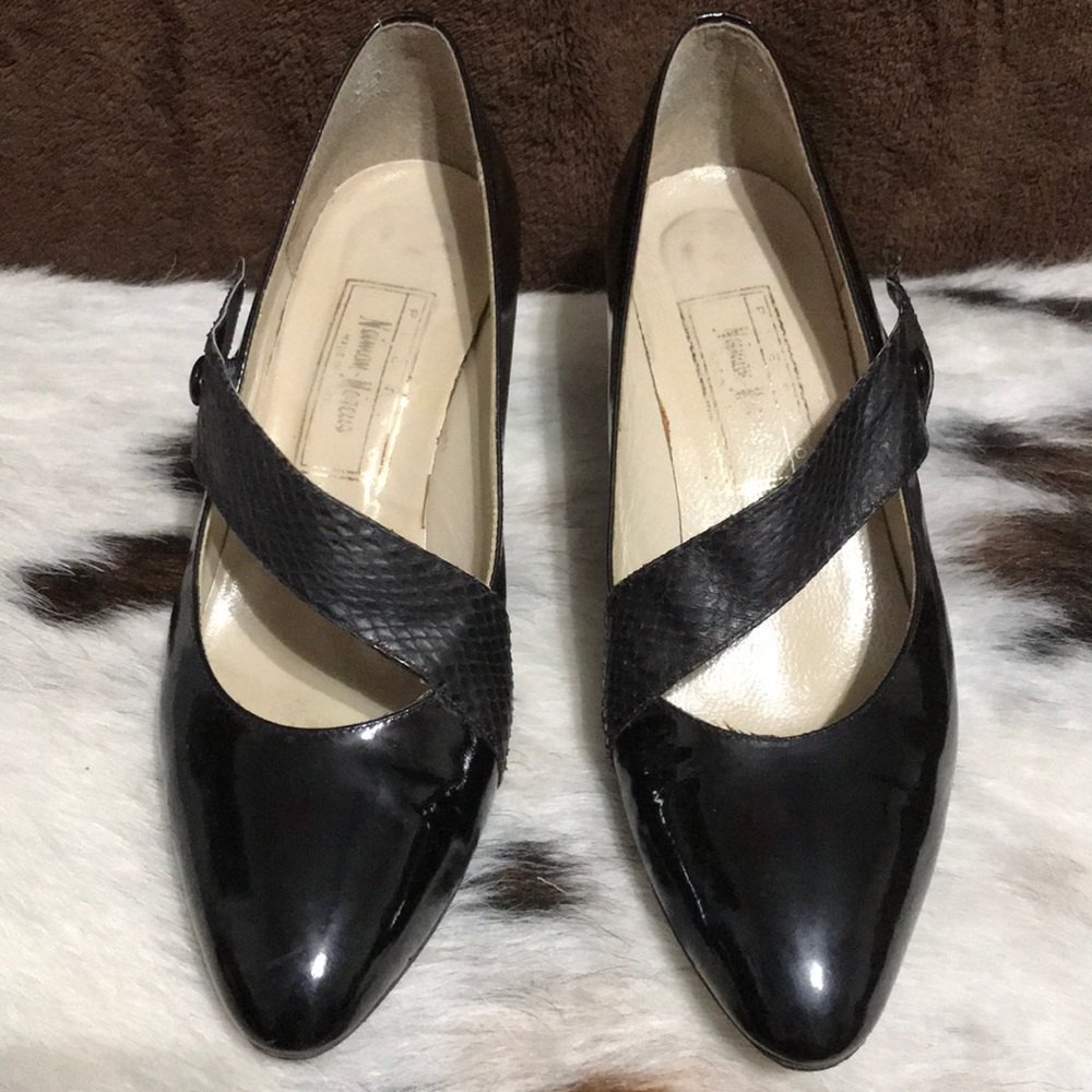 Size 6 Patton Leather Pumps with Black Snake Skin